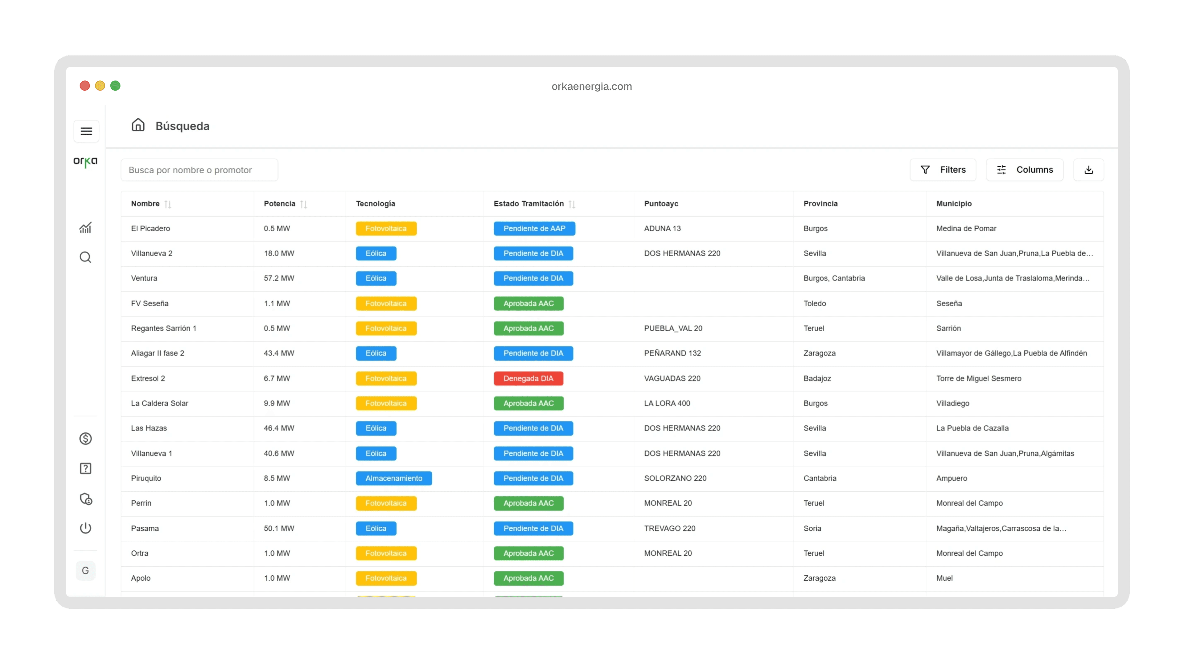 Orka app screenshot